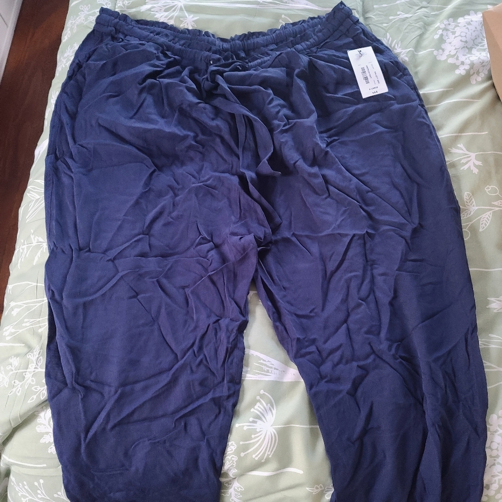 A.n.a. Navy blue high waist draw string pants light weight size xl